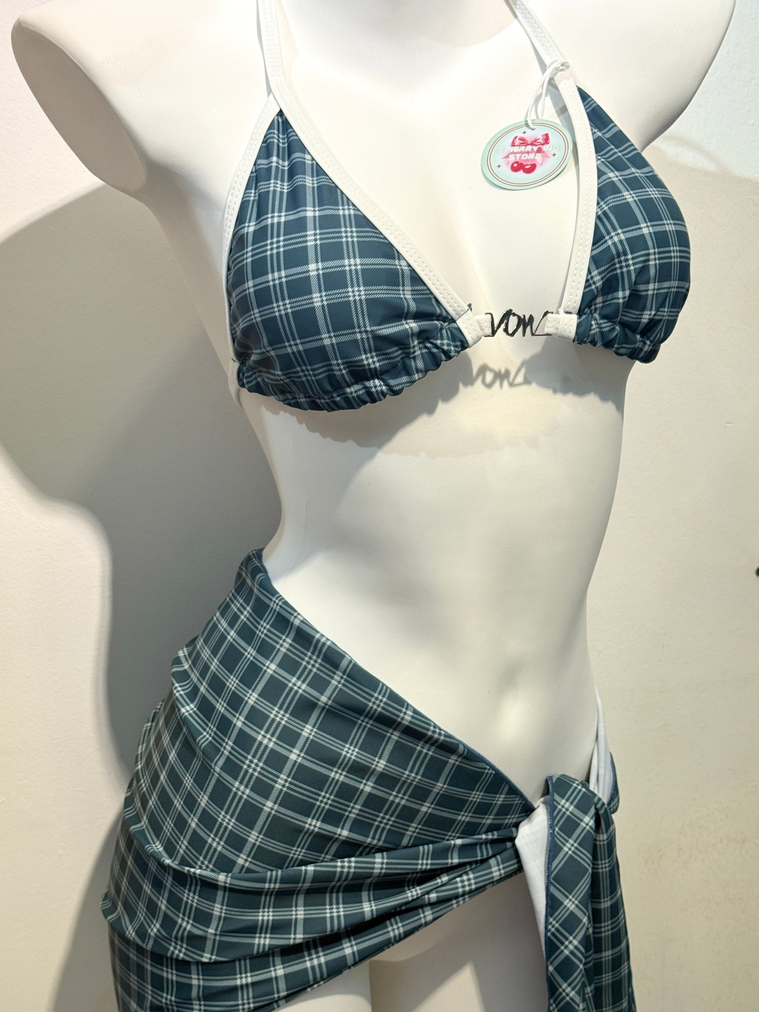 PLAID 3 PIECE BIKINI SET