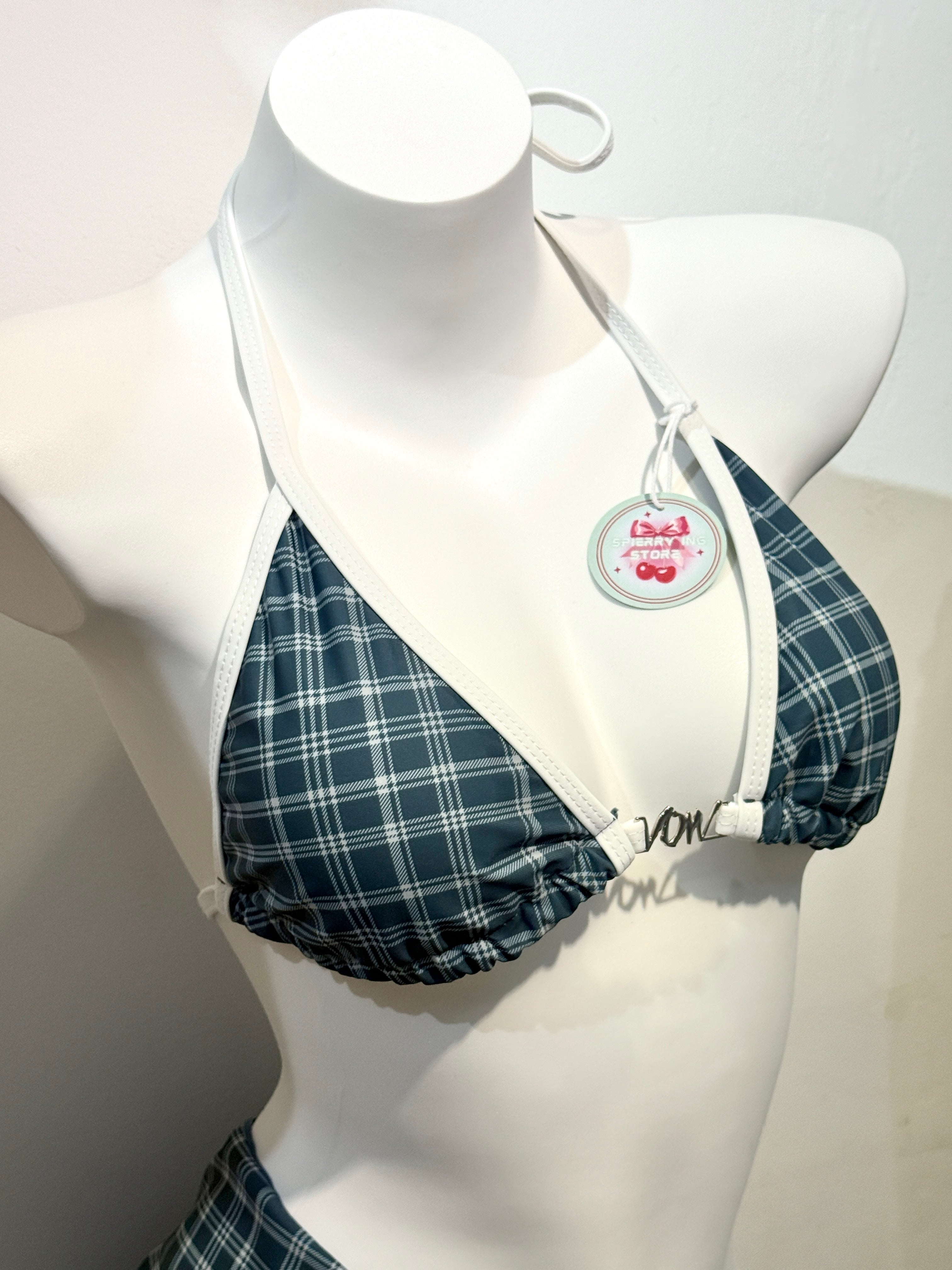 PLAID 3 PIECE BIKINI SET