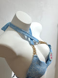 BLUE BIKINI WITH GOLD CHAIN